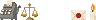 A calculator beside a balance scale, followed by a sealed envelope beside a candle.