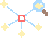 A constellation with a missing central point and a magnifying glass over a neighbouring star.